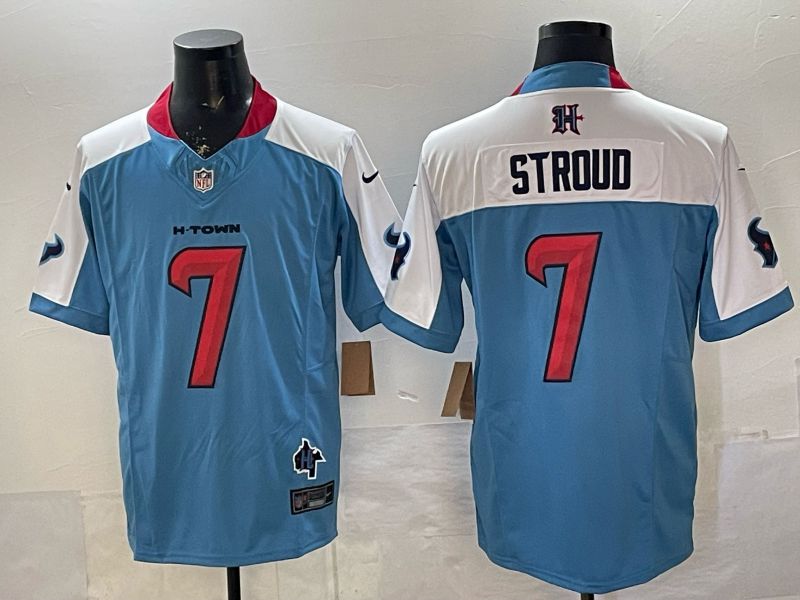 Men 2026 Houston Texans #7 Stroud Light Blue 3th generations Nike Limited NFL Jersey style 0057